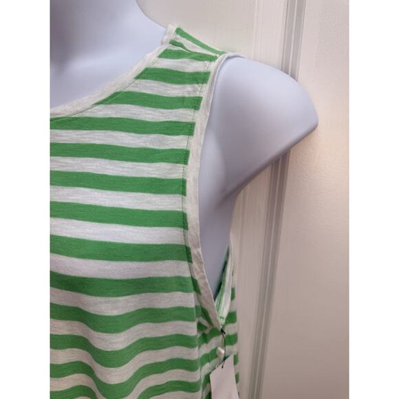 Caslon Women's Large Green & White Striped Tank Top LightWeight Cute NWT - Picture 5 of 10
